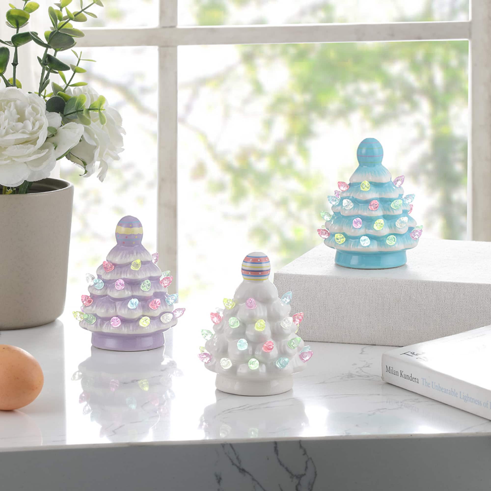 Mr. Cottontail 4" Ceramic Easter Trees Set